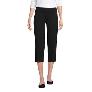 Lands End Shore Knit Cotton Capri Pants Black 23" Inseam Stretch Women's Size S